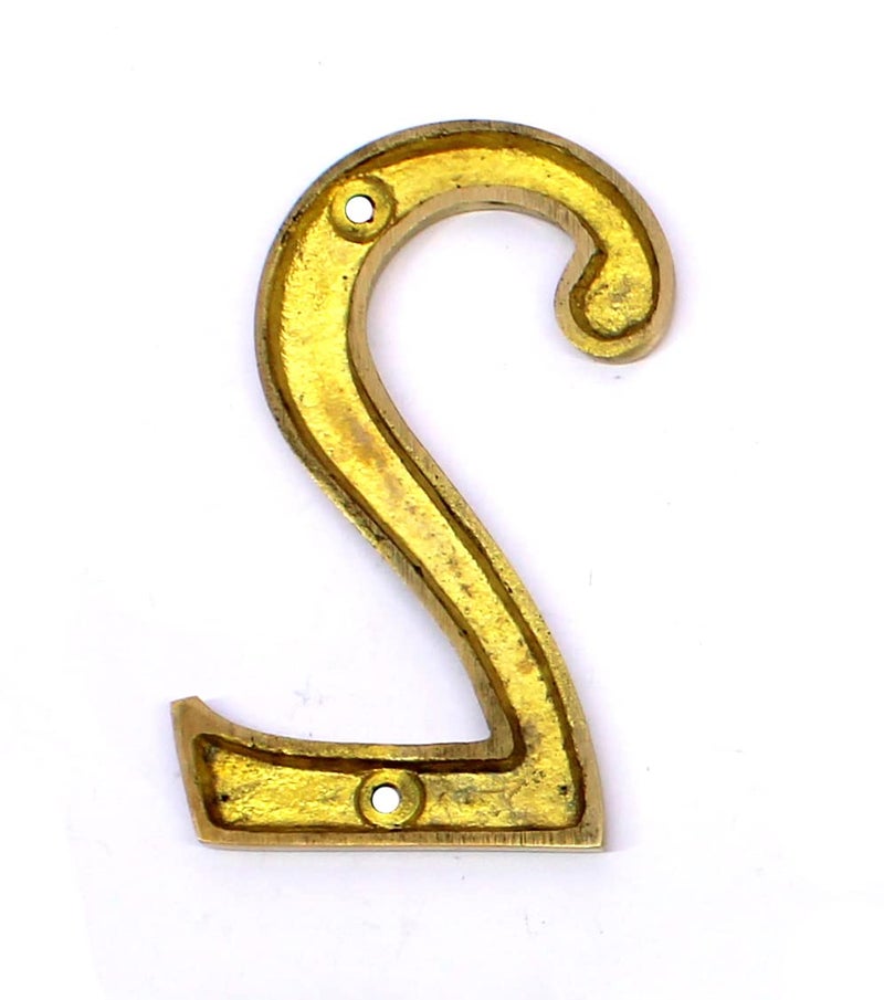 eSplanade 4" Brass House Hotel Door Number Plaque Numeric Numerical Digit 0-9 (2 (Two)) - Image 3